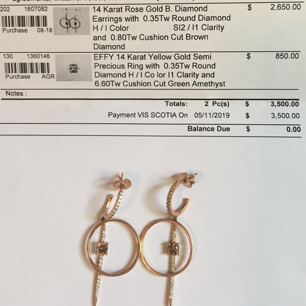 Effy 14K Rose Gold & Brown Diamond Spike Earrings - Picture 8 of 8